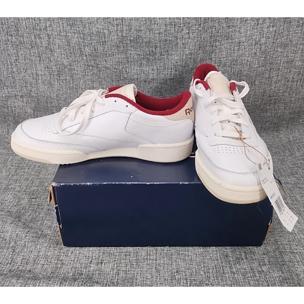 Reebok Club C 85 Men's Size 7 White Classic Maroon Leather Sneakers